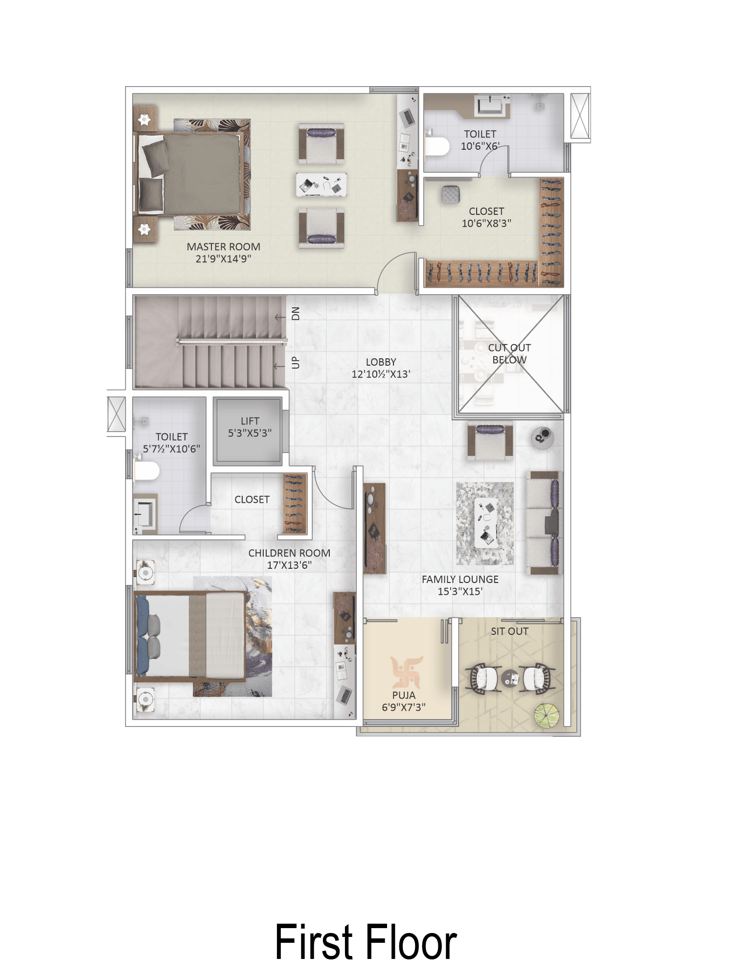 First Floor — East Facing Type-1
